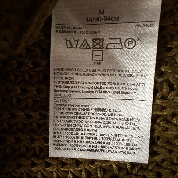 Banana Republic 100% Linen Open Knit V-Neck Sweater Olive Green Medium - Picture 9 of 10